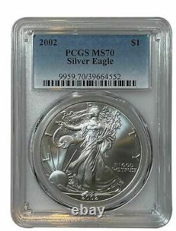 2002 PCGS MS70 American Silver Eagle RARE One of 2,540