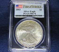 2003 $1 American Silver Eagle PCGS MS70 FIRST STRIKE Coin Population ONLY 78