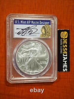2003 $1 American Silver Eagle Pcgs Ms70 Thomas Cleveland Signed Chief Label