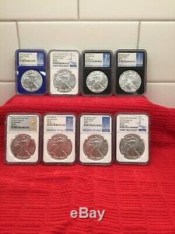 2003-2020 NGC American Silver Eagles MS70 41 PERFECT Coins. Mints P, W, (W), (S)