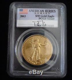 2003 American Eagle, GOLD SET ($50 $25 $10 $5 $1) MS69, American Hero + 1 Silver