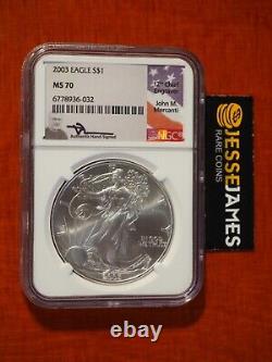 2003 American Silver Eagle Ngc Ms70 John Mercanti Signed Beautiful Coin Low Pop
