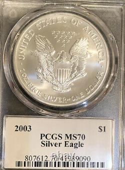 2003 American Silver Eagle PCGS Graded MS70