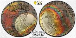 2003 American Silver Eagle PCGS MS 67 Color Toning Rainbow Toned 1 oz Silver ASE