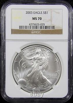 2003 MS70 Silver American Eagle NGC Brown MS 70