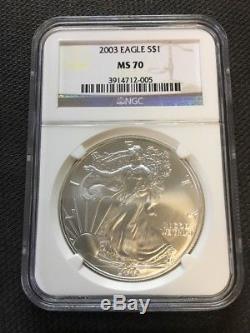 2003 Silver American Eagle Dollar $1 NGC MS70