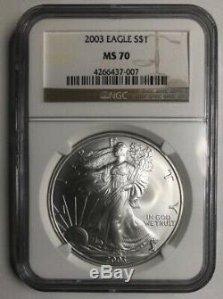 2003 Silver Eagle $1 NGC MS70 American Eagle Silver Dollar ASE
