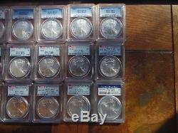 2003 to 2016 PCGS MS70 SILVER AMERICAN EAGLE 15 COINS TOTAL