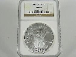 2004,2005,2006,2007,2008 Silver American Eagles 5-Coin Uncirc. Set NGC Ms 69