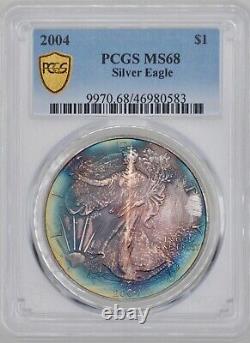 2004 American Silver Eagle PCGS MS68 Gorgeous Dual Sided Toning