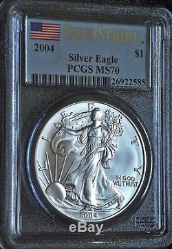 2004 Silver American Eagle F S Pcgs Ms70 A Pristine Rare Beautypop 1,071