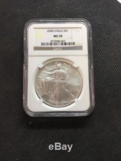 2004 Silver American Eagle. 999 Fine Silver Dollar Coin Ngc Ms70