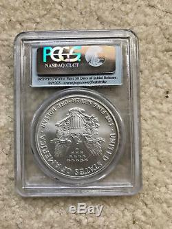 2005 $1 Silver American Eagle Pcgs Ms-70 First Strike Flag Label
