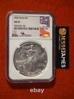 2005 American Silver Eagle Ngc Ms70 John Mercanti Signed Beautiful Coin Low Pop