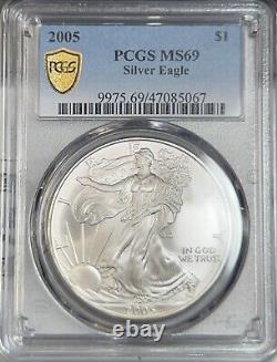 2005 MS69 American Silver Eagle Rainbow Toned PCGS Trueview +Video