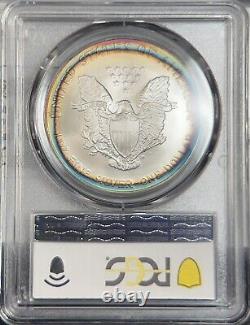 2005 MS69 American Silver Eagle Rainbow Toned PCGS Trueview +Video