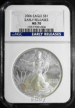 2006 $1 1 Ounce ULTRA RARE POP 63 American Silver Eagle NGC MS 70 EARLY RELEASES