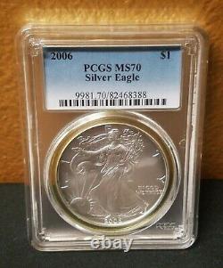 2006 $1 American Silver Eagle PCGS MS70.999 1oz Silver Perfect ASE