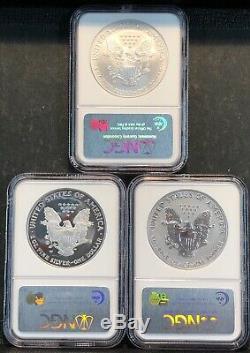 2006 20th ANNIVERSARY AMERICAN SILVER EAGLE 3 COIN SET. NGC MS 70 PF 70