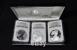 2006 American Eagle 20th Anniversary Silver 3 Coin Set, Ngc Pf69/pf69uc/ms69 Ogp