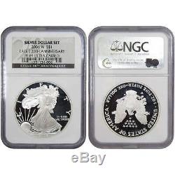 2006 American Silver Eagle 20th Anniversary 3 Coin Set MS69 PF69 Ultra Cameo NGC