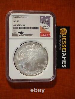 2006 American Silver Eagle Ngc Ms70 John Mercanti Signed Beautiful Coin Low Pop