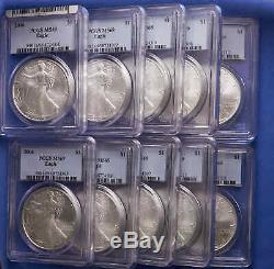 2006 American Silver Eagle PCGS MS 69 10 PCS. Lot. All sold together