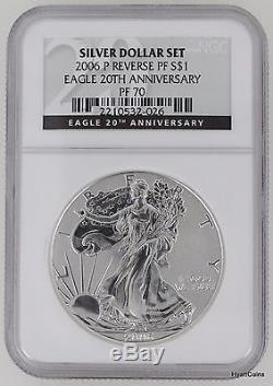 2006-P-W Proof Silver American Eagle 20th Anniversary 3 Coin Set NGC PF70 MS70