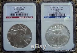 2006 W & 2006 American Silver Eagle NGC MS 70 E. R. F. R. 2 coin set++++ #17