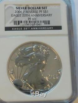 2006 W 20th Anniversary Silver American Eagle Dollar Set NGC MS69 / PF69 / PF69