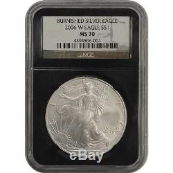 2006 W American Eagle NGC MS70 Burnished 1 oz Silver Dollar Coin Black Core