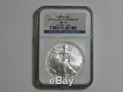 2006-W American Silver Eagle 20th Anniversary Blue Label NGC MS70