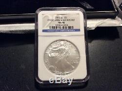 2006 W American Silver Eagle. NGC MS70. 20th Anniversary. From Gold/Silver Set
