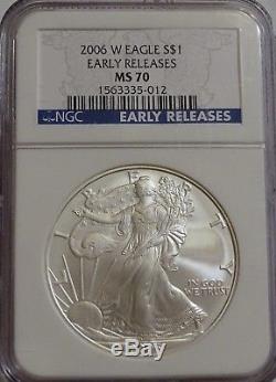 2006 W American Silver Eagle NGC MS70 Early Release Blu Label
