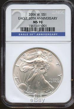 2006 W American Silver Eagle Ngc Ms 70 20th Anniversary Set