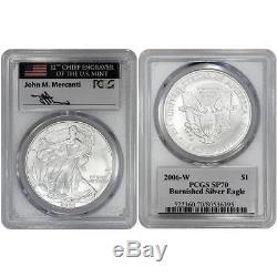 2006-W Burnished American Silver Eagle PCGS MS 70 Mercanti Signature