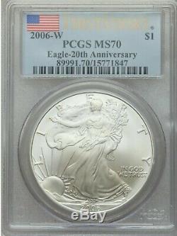 2006-W First Strike PCGS MS70 $1 Burnished Silver Eagle 20th Anniversary