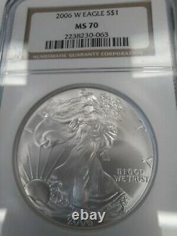 2006 W MS70 PERFECT American Silver Eagle, NGC Brown Label, FREE SHIPPING
