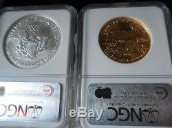 2006-W US American Eagle 20th Anniversary Gold & Silver Two-Coin Set-NGC MS70