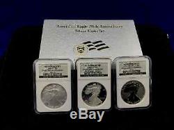 2006W 3-Coin Silver American Eagle 20th Anniversary (MS70-PF70 Ultra Cameo-PF70)