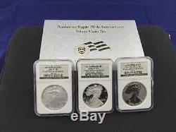 2006W 3-Coin Silver American Eagle 20th Anniversary (MS70-PF70 Ultra Cameo-PF70)