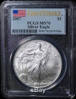 2007 PCGS MS70 American Silver Eagle First Strike Item#J3865