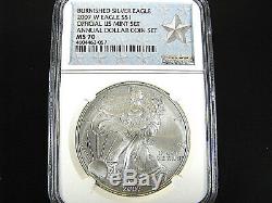 2007 W Burnished Silver American Eagle Annual Dollar Set NGC Ms 70 Star Label
