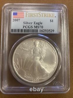 2007P- American Silver Eagle- PCGS- MS70- First Strike- Toned