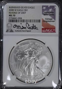 2008 W $1 American Silver Eagle NGC MS 70 (BU Uncirculated) ASE