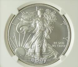 2008-W $1 American Silver Eagle NGC MS 70 Reverse of 2007 U. S. Coin (#S684)