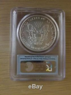 2008 W $1 American Silver Eagle PCGS MS70 Burnished Reverse of 2007 First Strike