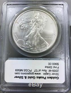 2008-W 1 oz American Silver Eagle Reverse of'07 PCGS MS69 First Strike