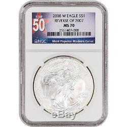 2008-W American Silver Eagle Burnished Reverse of 07 NGC MS70