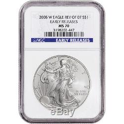 2008-W American Silver Eagle Burnished Reverse of 2007 NGC MS70 Early Releases